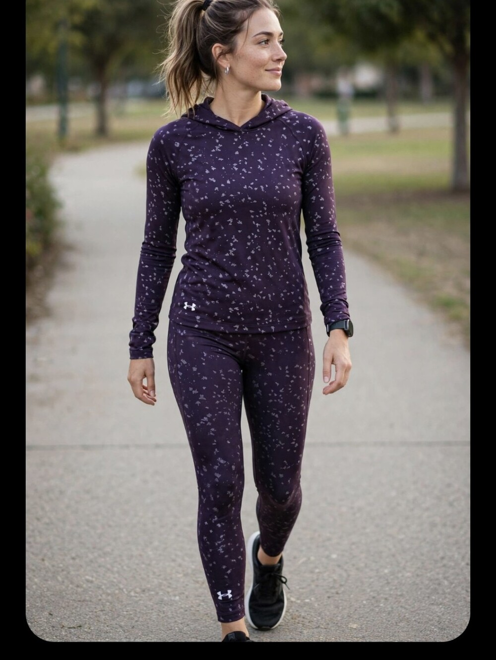 Under Armour Purple Leggings & Top with Star Pattern
